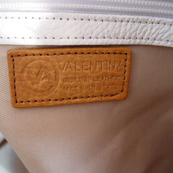VALENTINA Italian Leather Tote Bag Classic White and Tan Beach Resort - ITALY - Picture 11 of 11